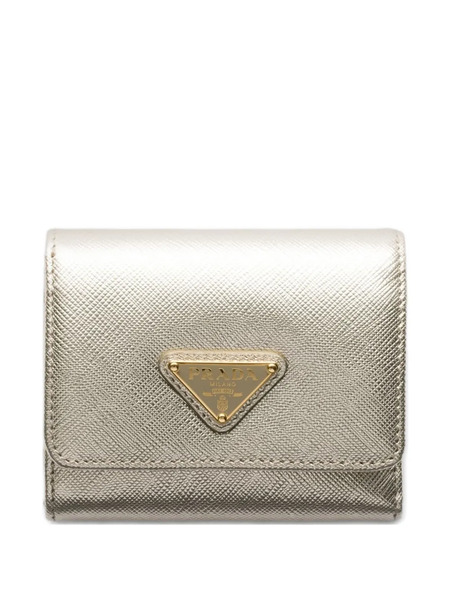  Prada Logo Leather Wallet - Gold 