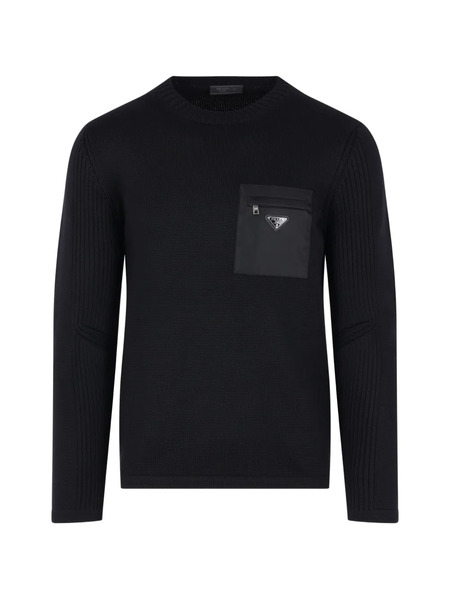  Prada Logo-patch Pocket Sweater - Black 