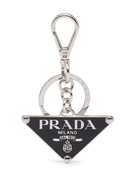  Prada Logo-plaque Clasp-fastening Keyring - Black 