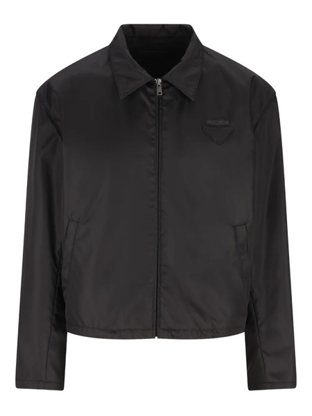  Prada Logo-plaque Cropped Jacket - Black 
