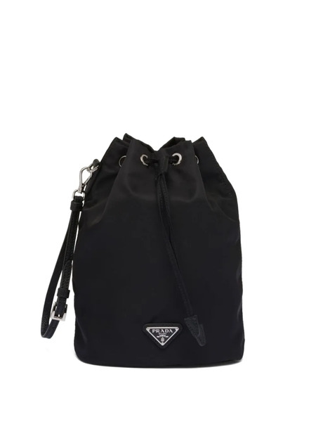 Prada Logo-plaque Drawstring Pouch - Black 