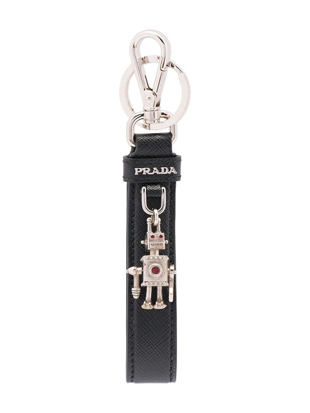  Prada Logo-plaque Keychain - Black 
