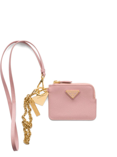  Prada Logo-plaque Leather Card Holder - Pink 