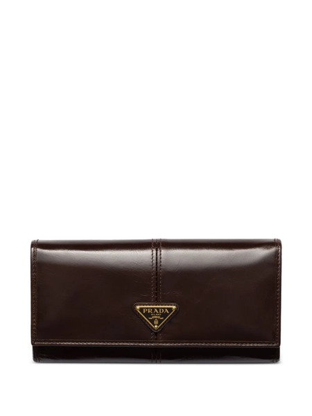  Prada Logo-plaque Leather Wallet - Brown 