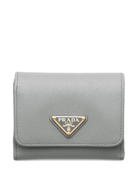  Prada Logo-plaque Leather Wallet - Grey 