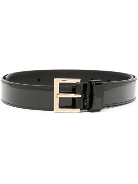  Prada Logo-plaque Patent Leather Belt - Black 