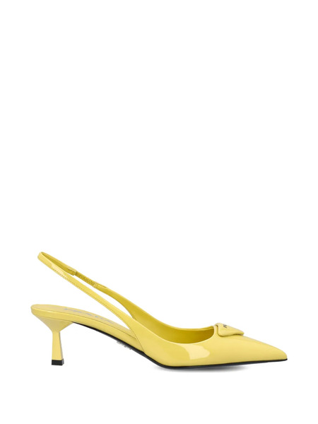  Prada Logo-plaque Pointed-toe Pumps - Yellow 