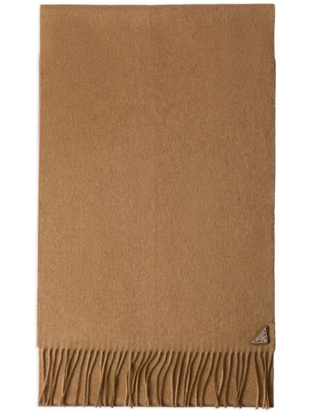  Prada Logo-plaque Silk-cashmere Scarf - Neutrals 