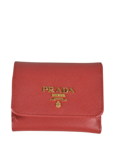  Prada Logo-plaque Wallet - Red 