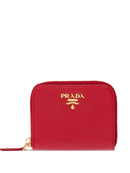  Prada Logo-plaque Zipped Wallet - Red 