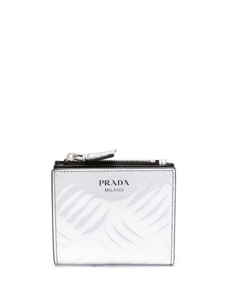  Prada Logo-print Leather Wallet - Silver 