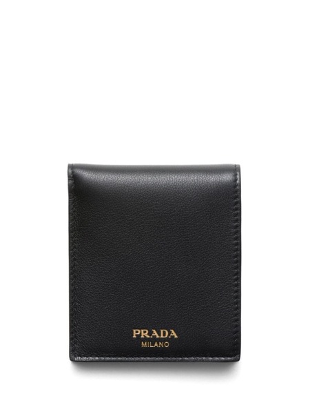  Prada Logo-stamp Bi-fold Leather Wallet - Black 