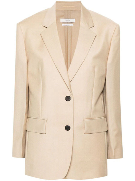  Prada Logo-triangle Single-breasted Blazer - Neutrals 
