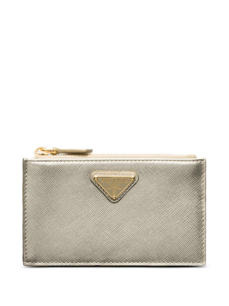  Prada Logo Zip Wallet - Silver 