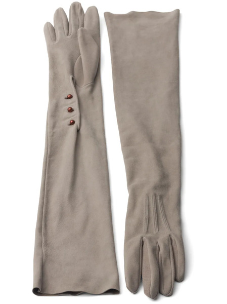  Prada Long Suede Gloves - Grey 