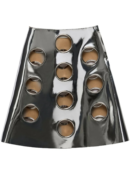  Prada Metallic-effect Leather Midi Skirt - Silver 