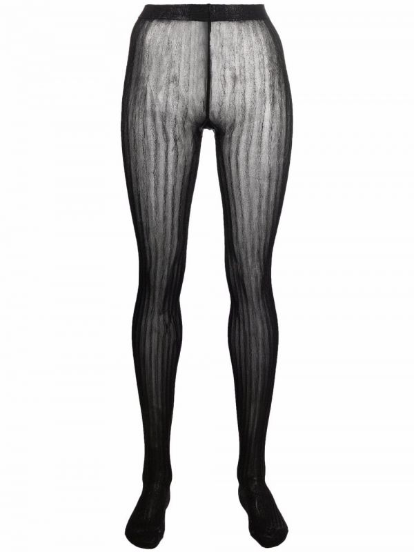  Prada Metallic-effect Striped Tights - Black 