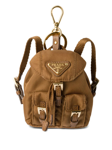  Prada Mini Icon Re-nylon Keychain Charm - Brown 