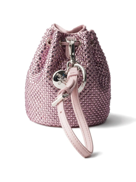 Prada Mini Icon Satin And Crystals Keychain Charm - Pink 