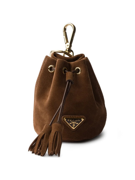  Prada Mini Icon Suede Keychain Charm - Brown 