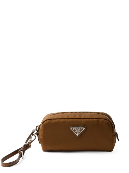  Prada Mini Triangle-logo Makeup Bag - Brown 