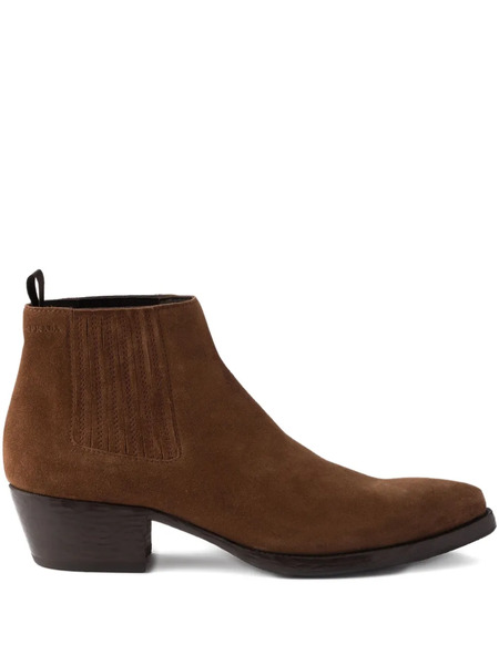  Prada 55mm Elasticated-gusset Suede Chelsea Boots - Brown 