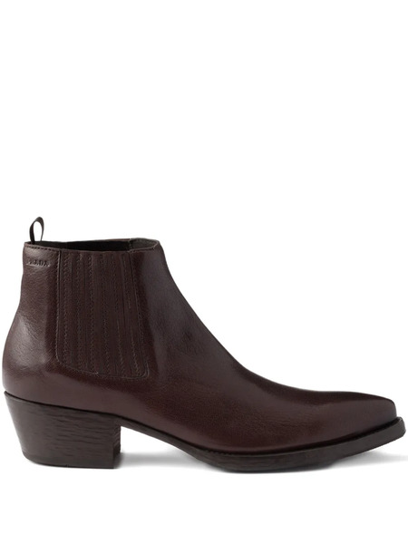  Prada 55mm Gusset-detail Leather Chelsea Boots - Brown 