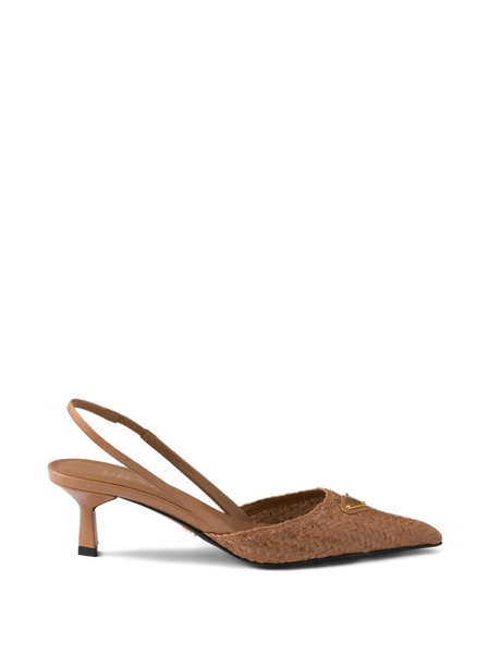  Prada 75mm Leather Heeled Pumps - Brown 
