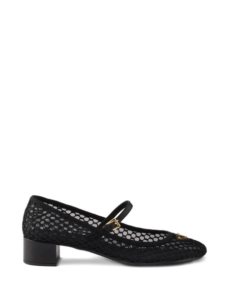  Prada 35mm Mesh Heeled Pumps - White 