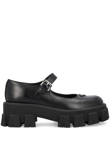  Prada 55mm Monolith Buckle-strap Platform Pumps - Black 