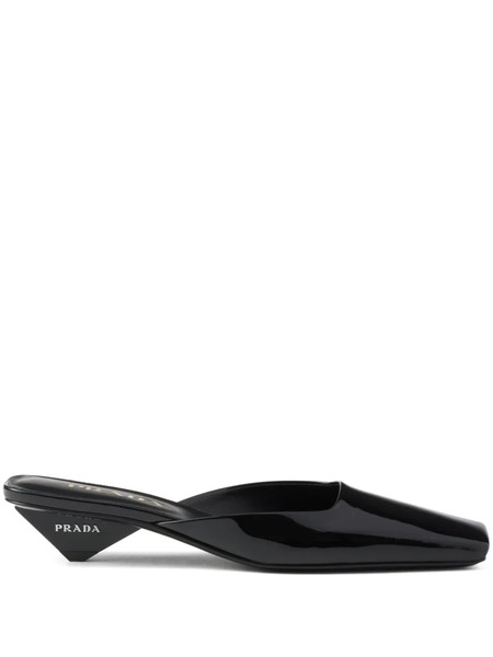 Prada 35mm Patent Leather Mules - Black 