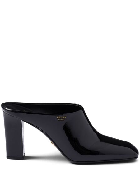  Prada 85mm Patent-leather Mules - Black 