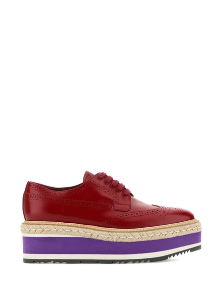  Prada 60mm Platform Brogue Shoes - Red 