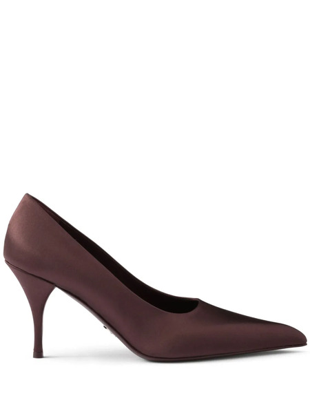  Prada 85mm Satin Pumps - Red 