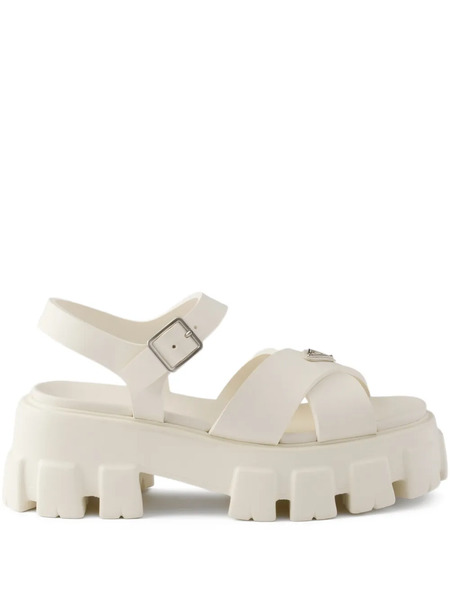 Prada Monolith Buckle Sandals - White 
