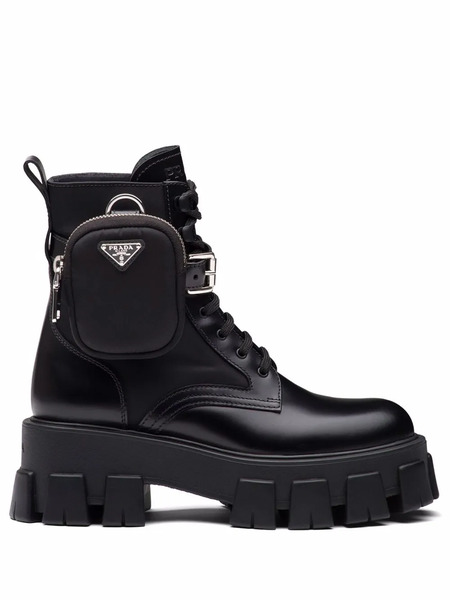  Prada Monolith Leather Boots - Black 