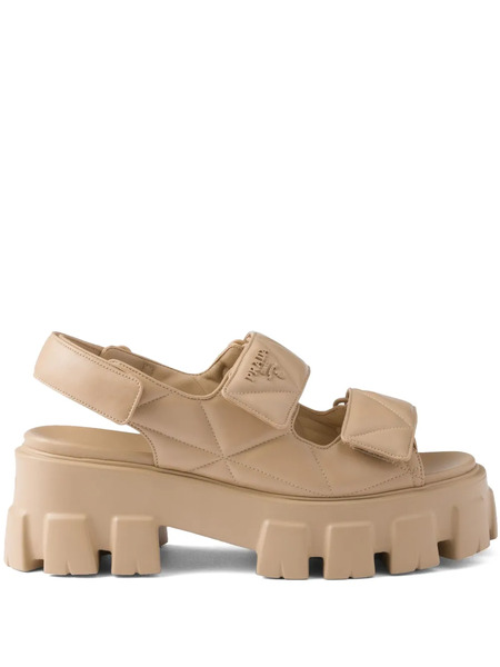  Prada Monolith Leather Sandals - Neutrals 