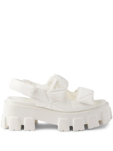  Prada Monolith Leather Sandals - White 