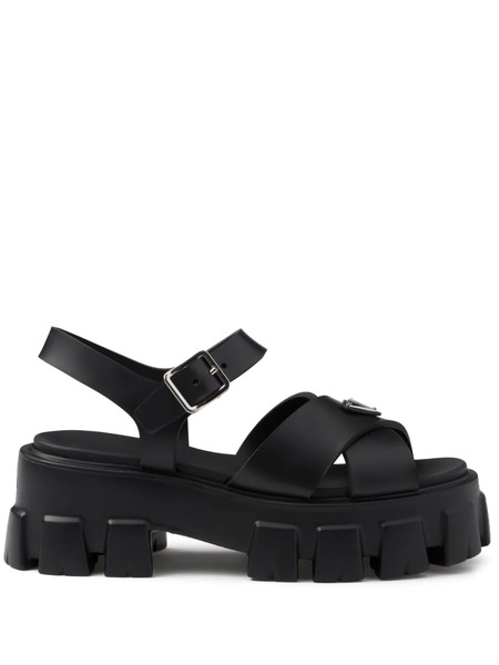  Prada Monolith Triangle-logo Platform Sandals - Black 