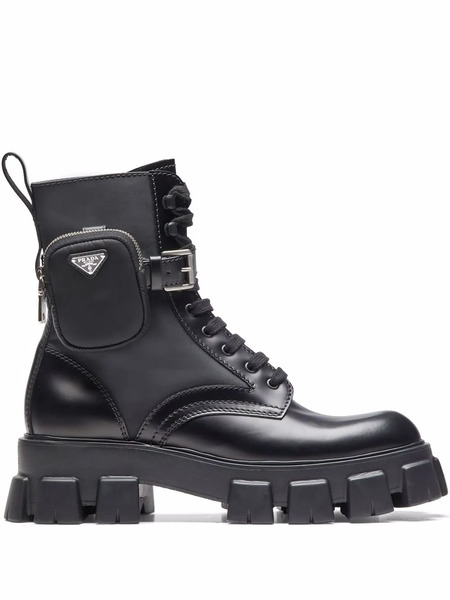  Prada Moonlith Pouch-detail Boots - Black 
