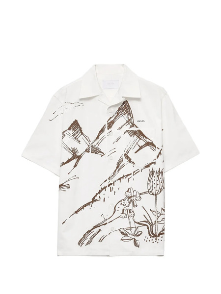  Prada Mountain-print Button Shirt - White 