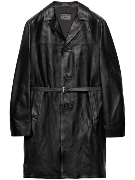  Prada Nappa Leather Coat - Black 