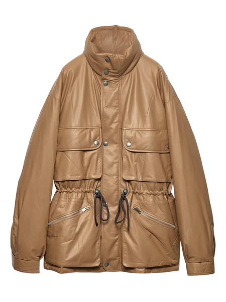  Prada Nappa Leather Coat - Neutrals 
