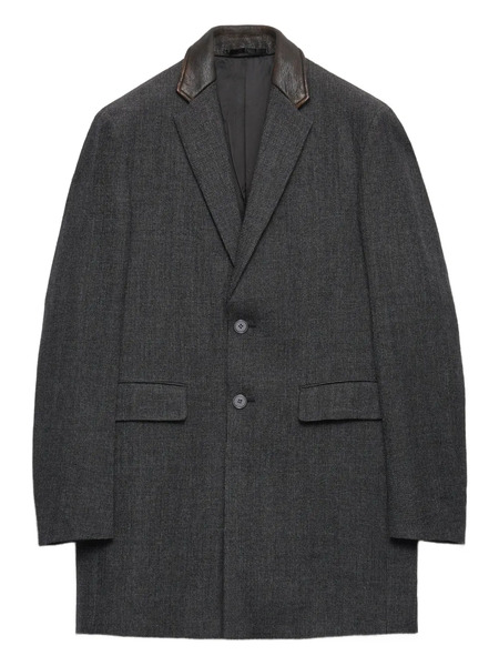  Prada Notched-lapel Single-breasted Coat - Grey 