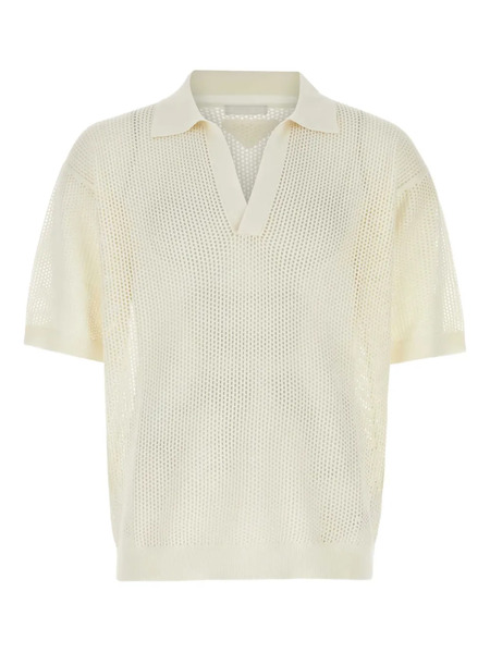  Prada Open-knit Polo Shirt - White 