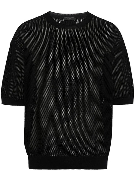  Prada Open-knit Short-sleeved Jumper - Black 