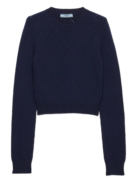  Prada Open-weave Crew-neck Sweater - Blue 