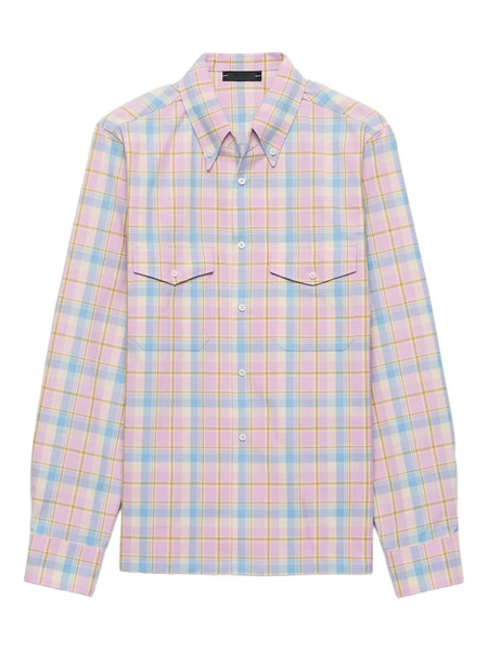  Prada Patch-pocket Checked Shirt - Pink 