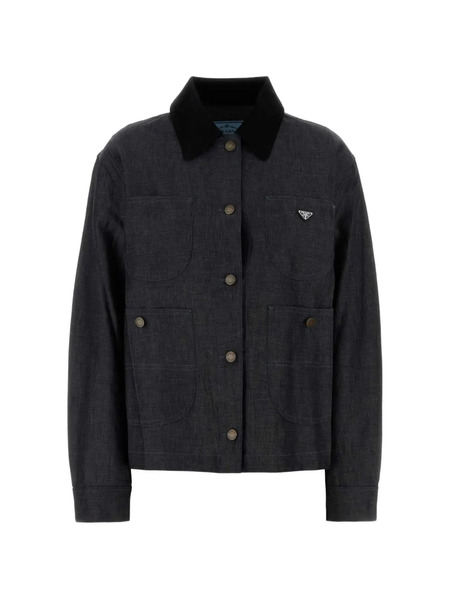  Prada Patch Pocket Collar Jacket - Black 