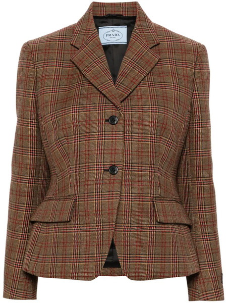  Prada Plaid-check Blazer - Brown 